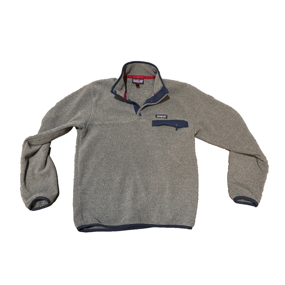 Patagonia Synchilla sweater extra small Gray Blue Accent Fleece Snap T Pullover